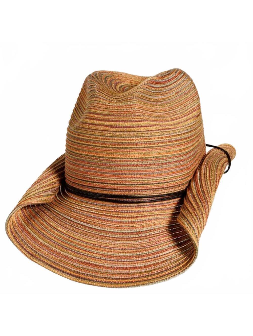 Scala Brown Rolled Brim Western Boho Hat Leather band Rustic Earth Tones Beach